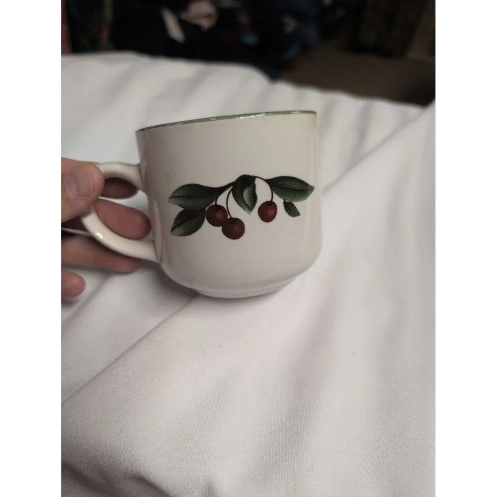 Vintage Ceramic Mug with Cherry Design - 25% Off 5+ Items